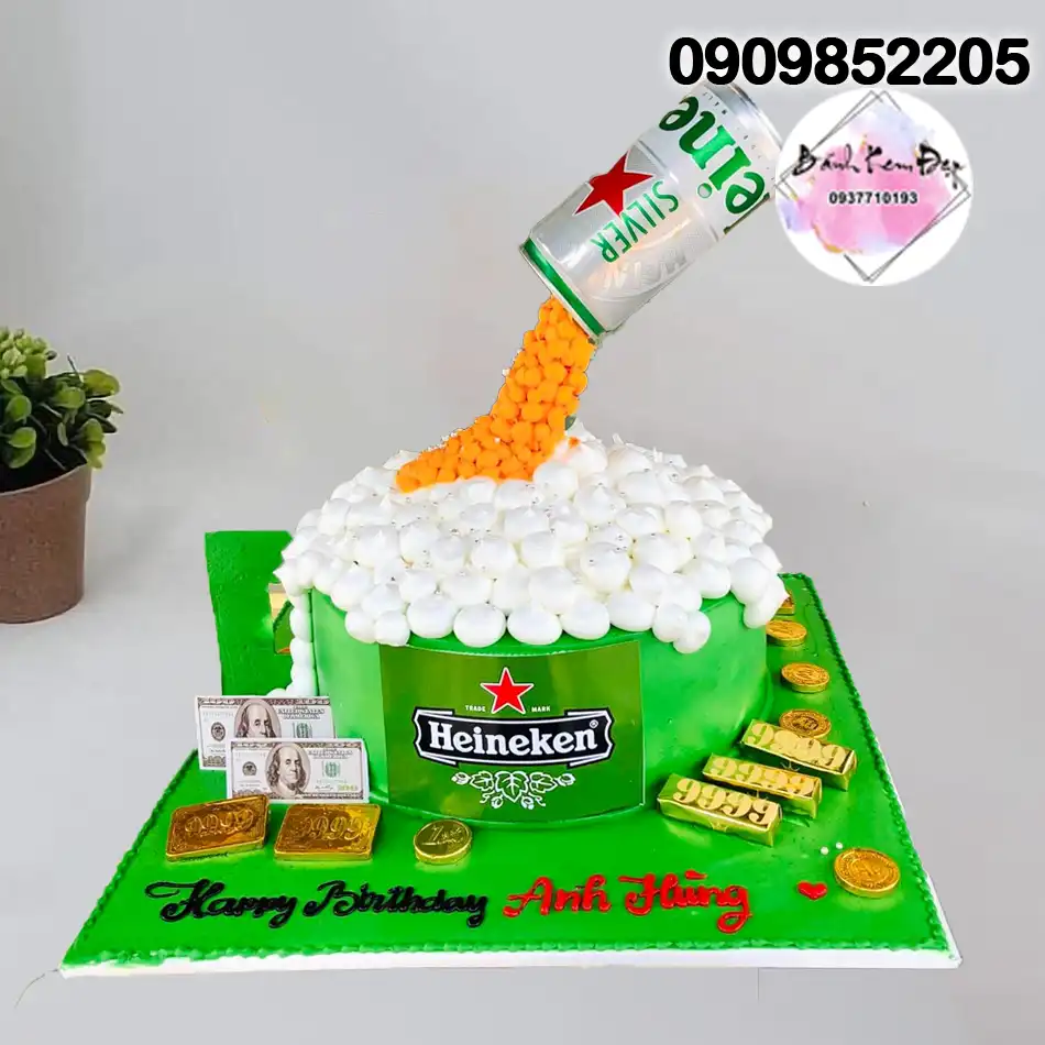 Bánh sinh nhật bia heineken