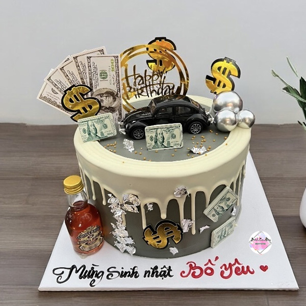 Bánh sinh nhật tặng bố sang trọng, hiện đại, đẹp.