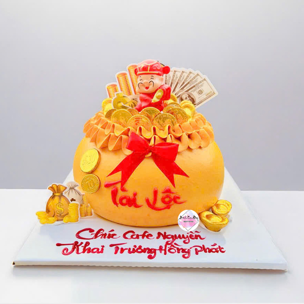 Bánh kem thần tài may mắn đẹp
