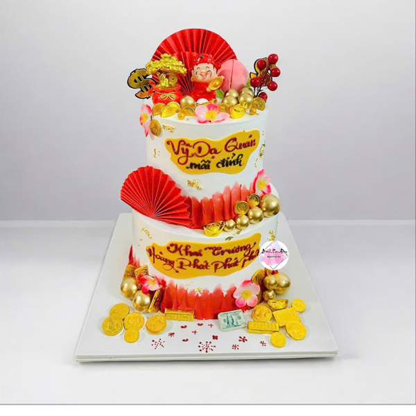 Bánh kem khai trương 2 tầng cho cửa hàng đẹp