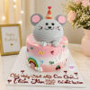 Bánh kem con chuột dễ thương màu hồng pastel dành cho bé gái